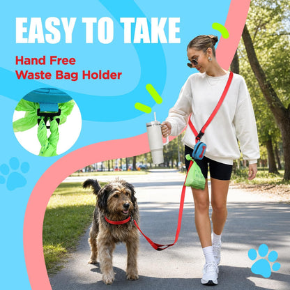 Dog Poop Bag Holder for Various Leashes,Hands Free Dog Bags Holder with Hook loop/Carabiner Clip,Bags Rolls Holder-Large Capacity,Dogs Walking,EXCLUDED