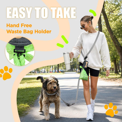 Dog Poop Bag Holder for Various Leashes,Hands Free Dog Bags Holder with Hook loop/Carabiner Clip,Bags Rolls Holder-Large Capacity,Dogs Walking,EXCLUDED
