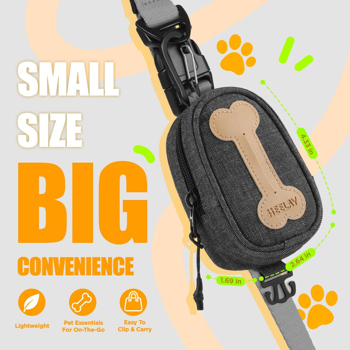 Dog Poop Bag Holder for Various Leashes,Hands Free Dog Bags Holder with Hook loop/Carabiner Clip,Bags Rolls Holder-Large Capacity,Dogs Walking,EXCLUDED