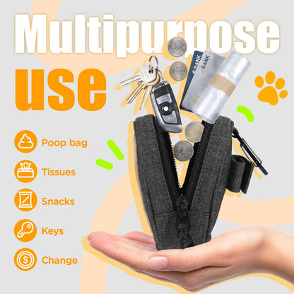 Dog Poop Bag Holder for Various Leashes,Hands Free Dog Bags Holder with Hook loop/Carabiner Clip,Bags Rolls Holder-Large Capacity,Dogs Walking,EXCLUDED
