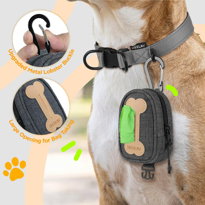 Dog Poop Bag Holder for Various Leashes,Hands Free Dog Bags Holder with Hook loop/Carabiner Clip,Bags Rolls Holder-Large Capacity,Dogs Walking,EXCLUDED