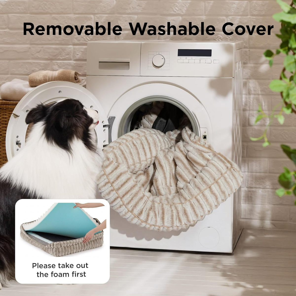 ComfyFleece™ Memory Foam Orthopedic Dog Beds Large Sized Dog 35" | Comfort Egg-Crate Foam Couch Sofa, Washable Corduroy Cover,Cozy Bolstor Waterproof Pet Bed with Sides,Non-Slip Bottom,Grey