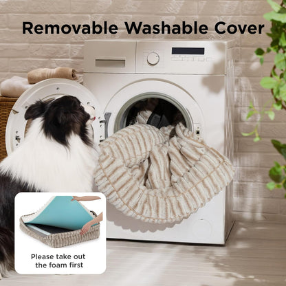 ComfyFleece™ Memory Foam Orthopedic Dog Beds Large Sized Dog 35" | Comfort Egg-Crate Foam Couch Sofa, Washable Corduroy Cover,Cozy Bolstor Waterproof Pet Bed with Sides,Non-Slip Bottom,Grey