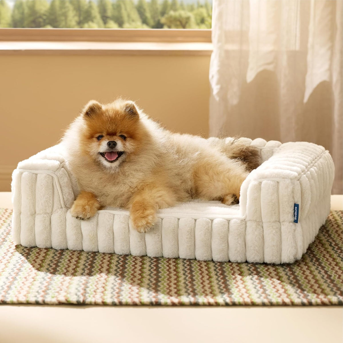 ComfyFleece™ Memory Foam Orthopedic Dog Beds Large Sized Dog 35" | Comfort Egg-Crate Foam Couch Sofa, Washable Corduroy Cover,Cozy Bolstor Waterproof Pet Bed with Sides,Non-Slip Bottom,Grey