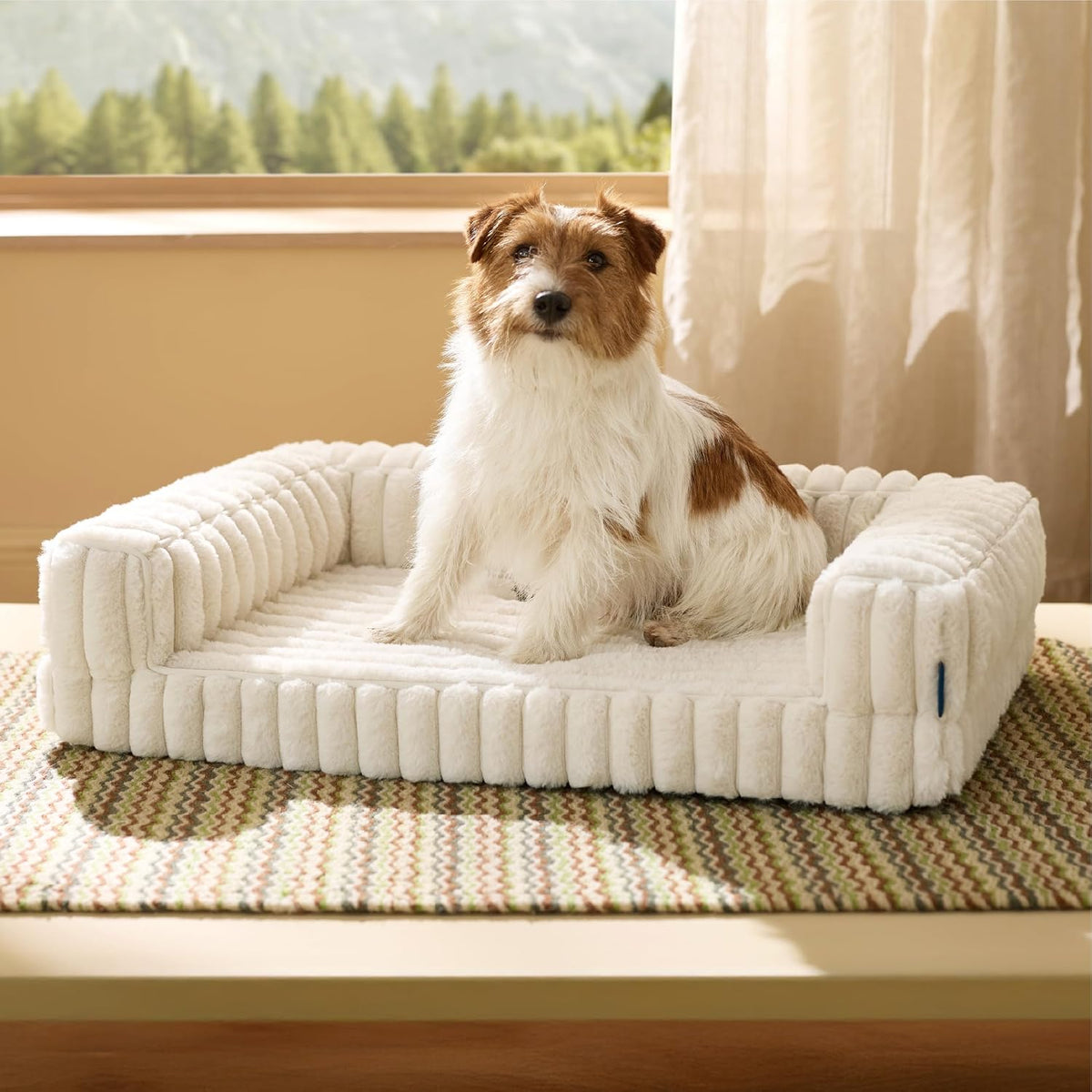 ComfyFleece™ Memory Foam Orthopedic Dog Beds Large Sized Dog 35" | Comfort Egg-Crate Foam Couch Sofa, Washable Corduroy Cover,Cozy Bolstor Waterproof Pet Bed with Sides,Non-Slip Bottom,Grey