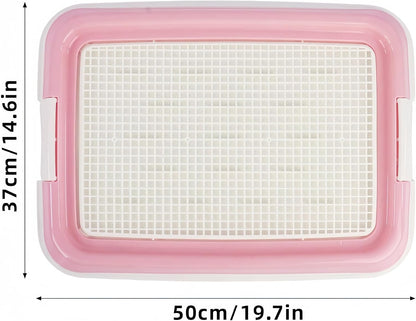 Dog Potty Tray for Small Dogs, Puppy Potty Training Tray 19.7"x14.5" Indoor Dog Toilet, Leak-Proof Pet Pads Holder (Pink)