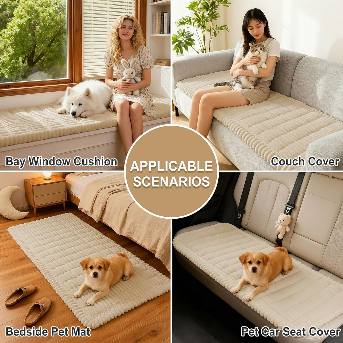 Couch Cover for Dogs, Washable Non Slip Plush Flannel Sofa Protector | Thick Flannel, Anti-Slip Backing, Pet Hair & Scratch Protection, Fits Sofa & Loveseat (27.6" x 59") - Colors A