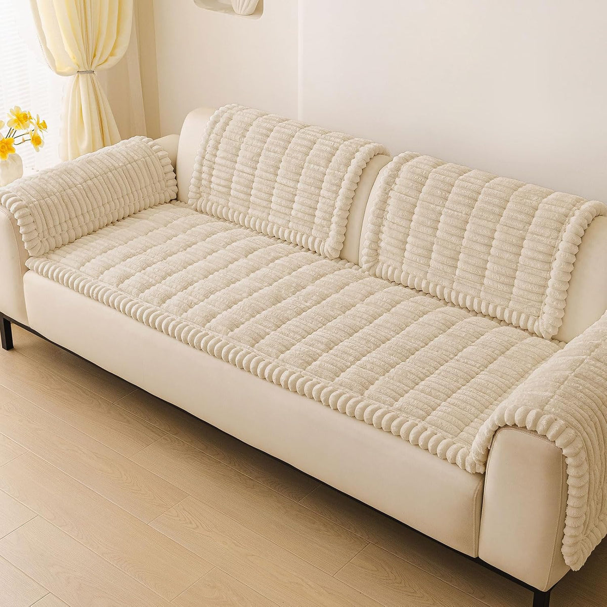 Couch Cover for Dogs, Washable Non Slip Plush Flannel Sofa Protector | Thick Flannel, Anti-Slip Backing, Pet Hair & Scratch Protection, Fits Sofa & Loveseat (27.6" x 59") - Colors A