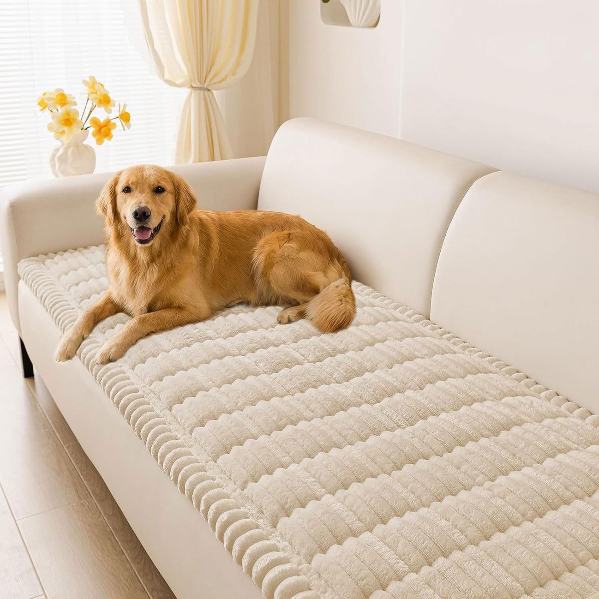 Couch Cover for Dogs, Washable Non Slip Plush Flannel Sofa Protector | Thick Flannel, Anti-Slip Backing, Pet Hair & Scratch Protection, Fits Sofa & Loveseat (27.6" x 59") - Colors A