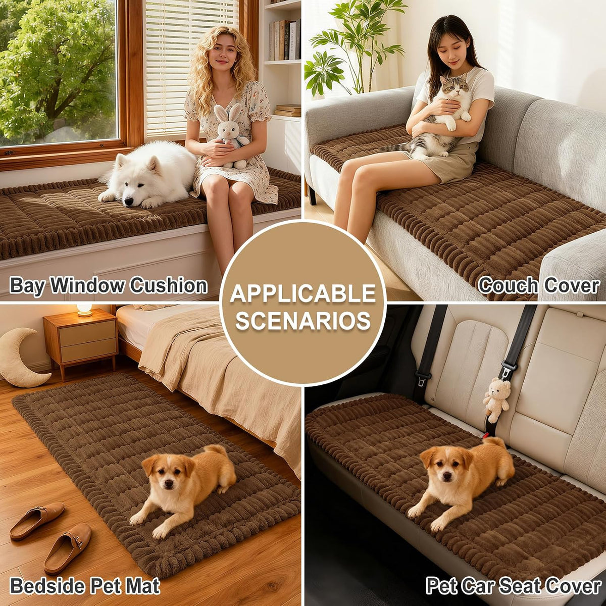 Couch Cover for Dogs, Washable Non Slip Plush Flannel Sofa Protector | Thick Flannel, Anti-Slip Backing, Pet Hair & Scratch Protection, Fits Sofa & Loveseat (27.6" x 59") - Colors A