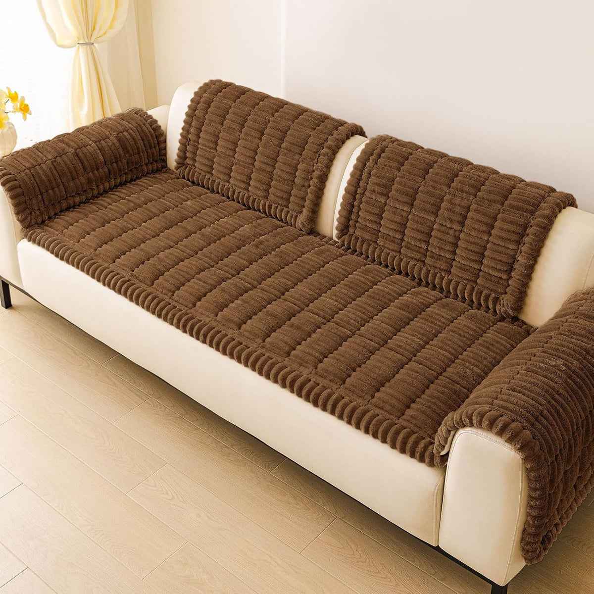 Couch Cover for Dogs, Washable Non Slip Plush Flannel Sofa Protector | Thick Flannel, Anti-Slip Backing, Pet Hair & Scratch Protection, Fits Sofa & Loveseat (27.6" x 59") - Colors A