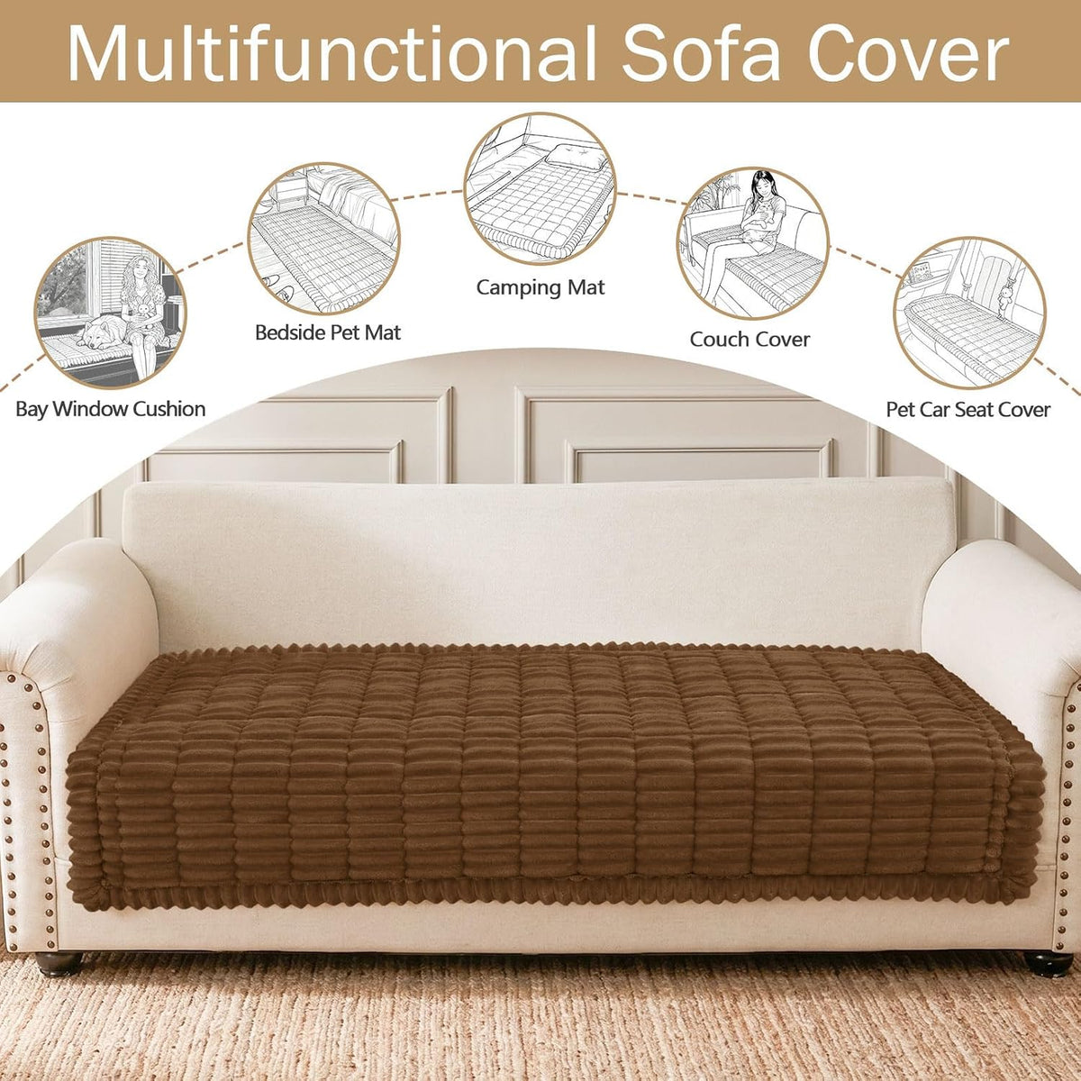 Couch Cover for Dogs, Washable Non Slip Plush Flannel Sofa Protector | Thick Flannel, Anti-Slip Backing, Pet Hair & Scratch Protection, Fits Sofa & Loveseat (27.6" x 59") - Colors A