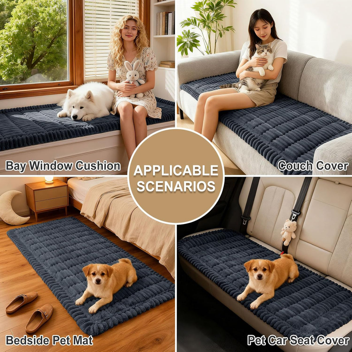 Couch Cover for Dogs, Washable Non Slip Plush Flannel Sofa Protector | Thick Flannel, Anti-Slip Backing, Pet Hair & Scratch Protection, Fits Sofa & Loveseat (27.6" x 59") - Colors A