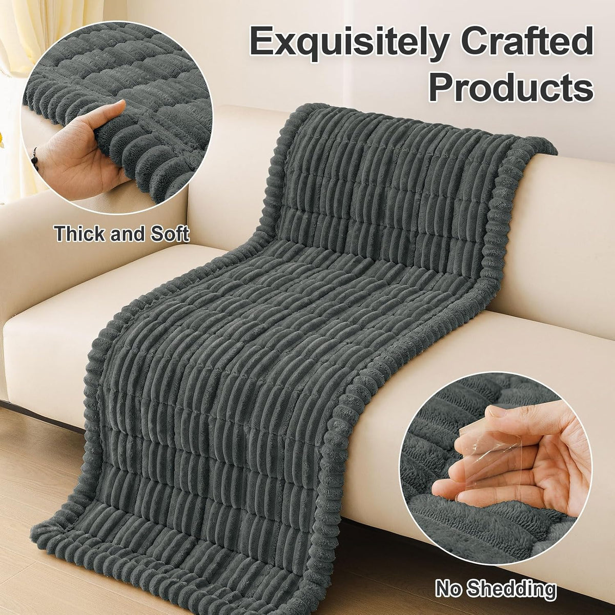 Couch Cover for Dogs, Washable Non Slip Plush Flannel Sofa Protector | Thick Flannel, Anti-Slip Backing, Pet Hair & Scratch Protection, Fits Sofa & Loveseat (27.6" x 59") - Colors A