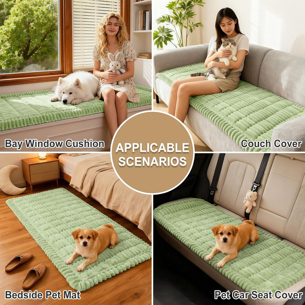 Couch Cover for Dogs, Washable Non Slip Plush Flannel Sofa Protector | Thick Flannel, Anti-Slip Backing, Pet Hair & Scratch Protection, Fits Sofa & Loveseat (27.6" x 59") - Colors A