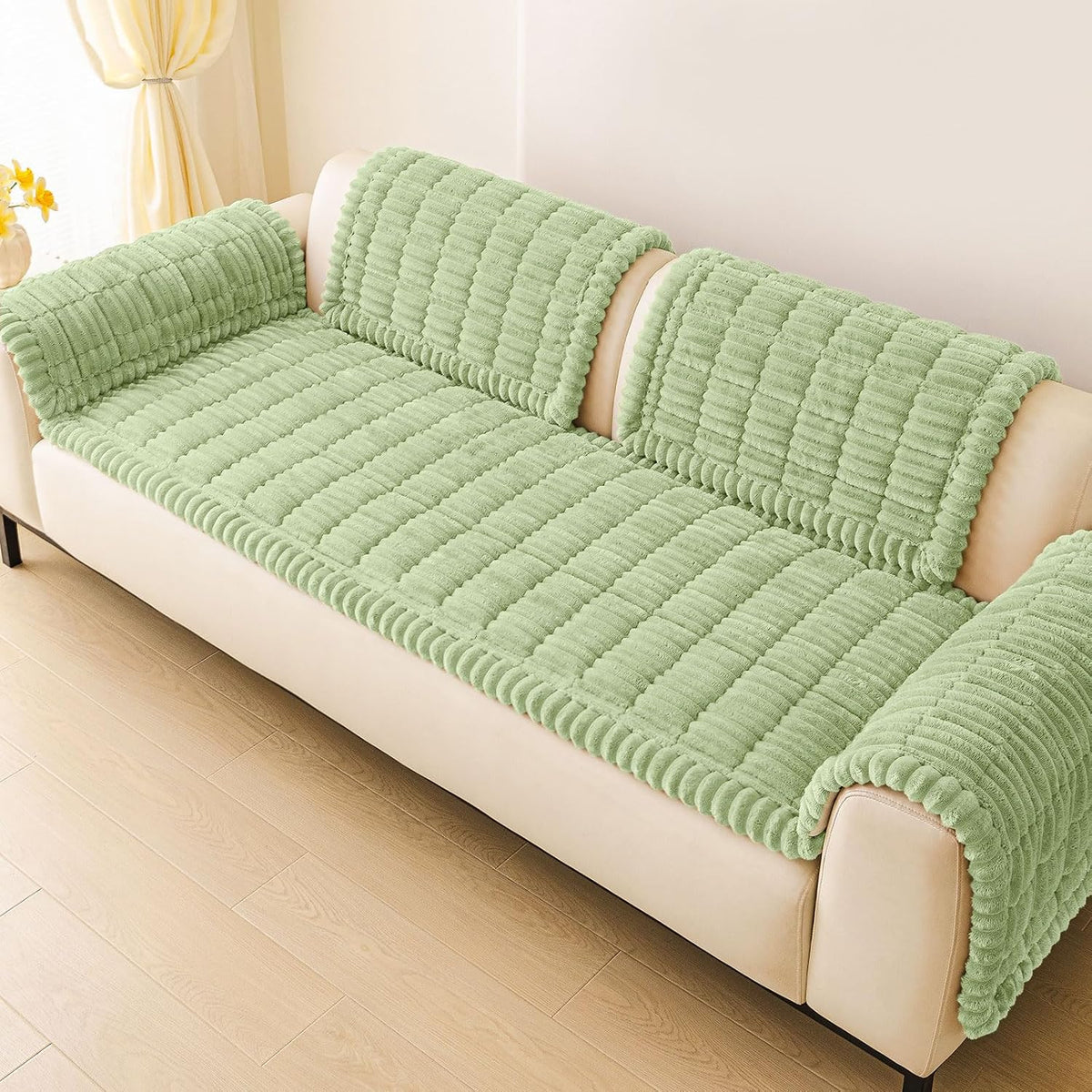 Couch Cover for Dogs, Washable Non Slip Plush Flannel Sofa Protector | Thick Flannel, Anti-Slip Backing, Pet Hair & Scratch Protection, Fits Sofa & Loveseat (27.6" x 59") - Colors A