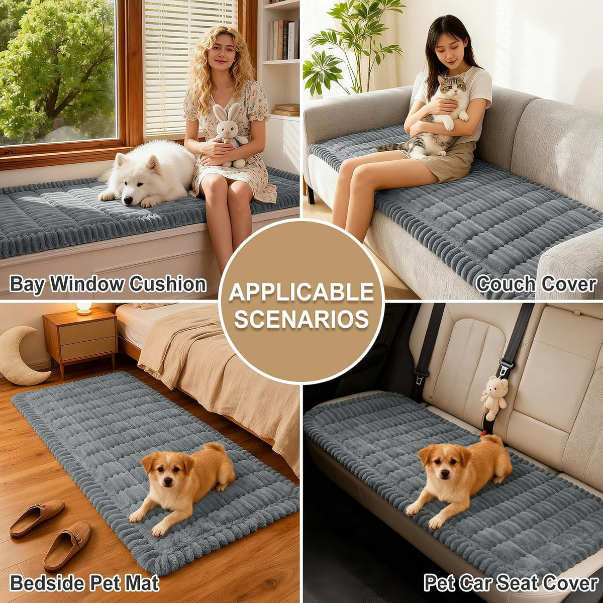 Couch Cover for Dogs, Washable Non Slip Plush Flannel Sofa Protector | Thick Flannel, Anti-Slip Backing, Pet Hair & Scratch Protection, Fits Sofa & Loveseat (27.6" x 59") - Colors A