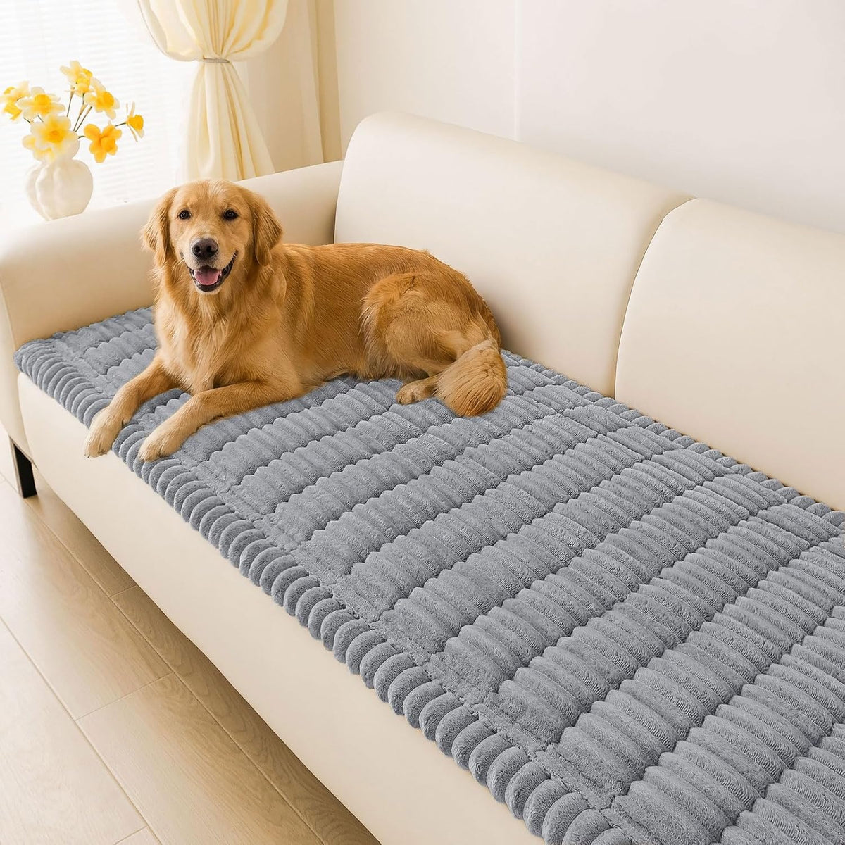 Couch Cover for Dogs, Washable Non Slip Plush Flannel Sofa Protector | Thick Flannel, Anti-Slip Backing, Pet Hair & Scratch Protection, Fits Sofa & Loveseat (27.6" x 59") - Colors A