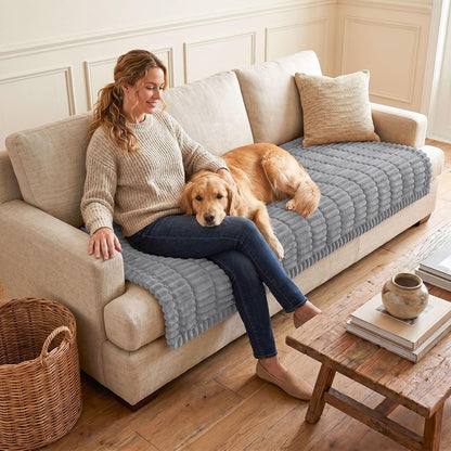 Couch Cover for Dogs, Washable Non Slip Plush Flannel Sofa Protector | Thick Flannel, Anti-Slip Backing, Pet Hair & Scratch Protection, Fits Sofa & Loveseat (27.6" x 59") - Colors A