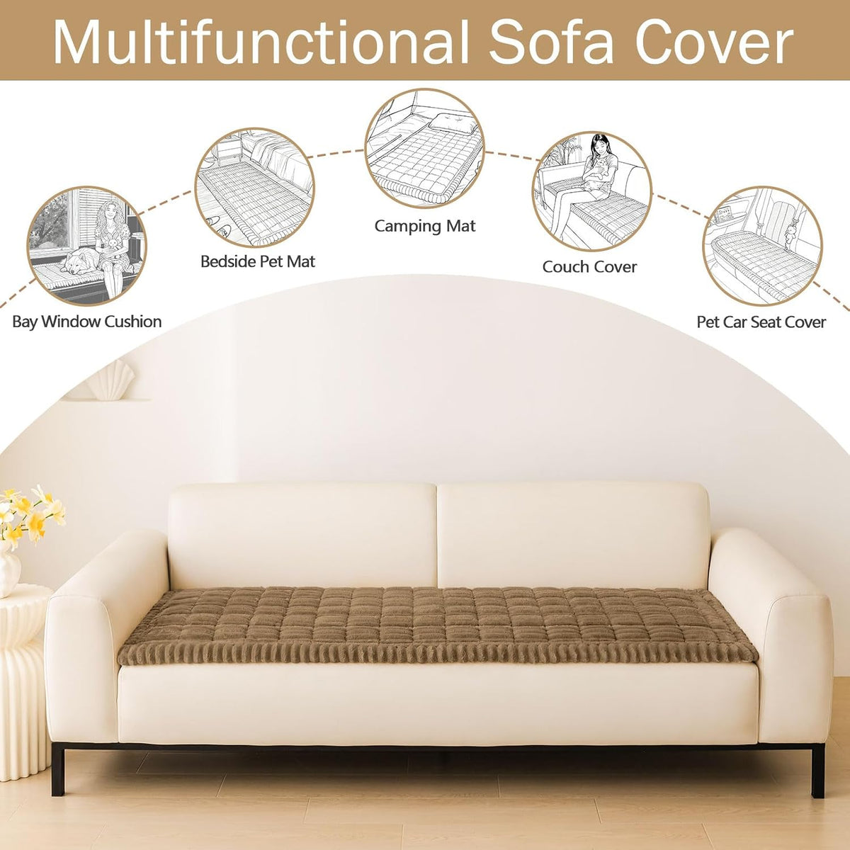 Couch Cover for Dogs, Washable Non Slip Plush Flannel Sofa Protector | Thick Flannel, Anti-Slip Backing, Pet Hair & Scratch Protection, Fits Sofa & Loveseat (27.6" x 59") - Colors A