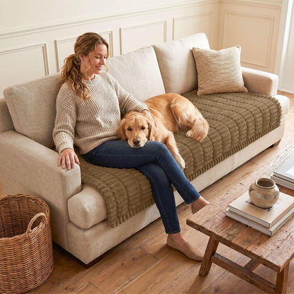 Couch Cover for Dogs, Washable Non Slip Plush Flannel Sofa Protector | Thick Flannel, Anti-Slip Backing, Pet Hair & Scratch Protection, Fits Sofa & Loveseat (27.6" x 59") - Colors A
