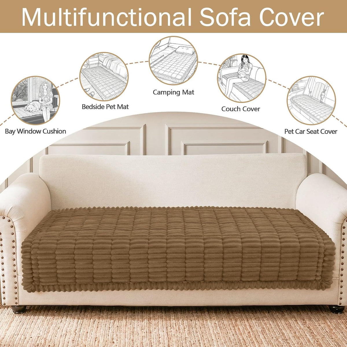 Couch Cover for Dogs, Washable Non Slip Plush Flannel Sofa Protector | Thick Flannel, Anti-Slip Backing, Pet Hair & Scratch Protection, Fits Sofa & Loveseat (27.6" x 59") - Colors A