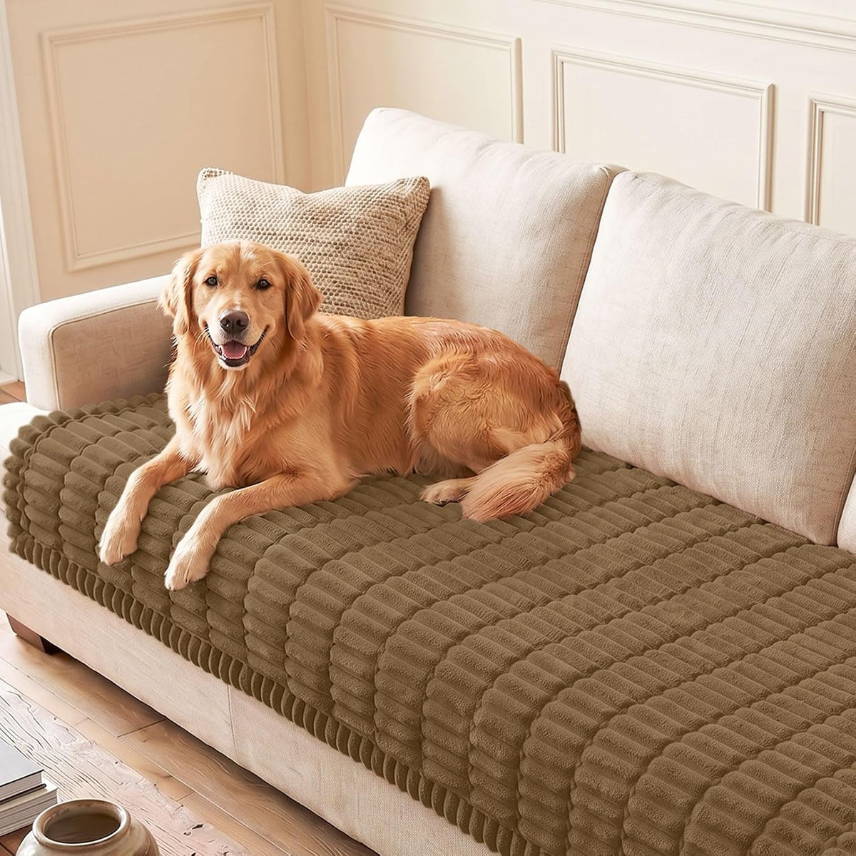 Couch Cover for Dogs, Washable Non Slip Plush Flannel Sofa Protector | Thick Flannel, Anti-Slip Backing, Pet Hair & Scratch Protection, Fits Sofa & Loveseat (27.6" x 59") - Colors A