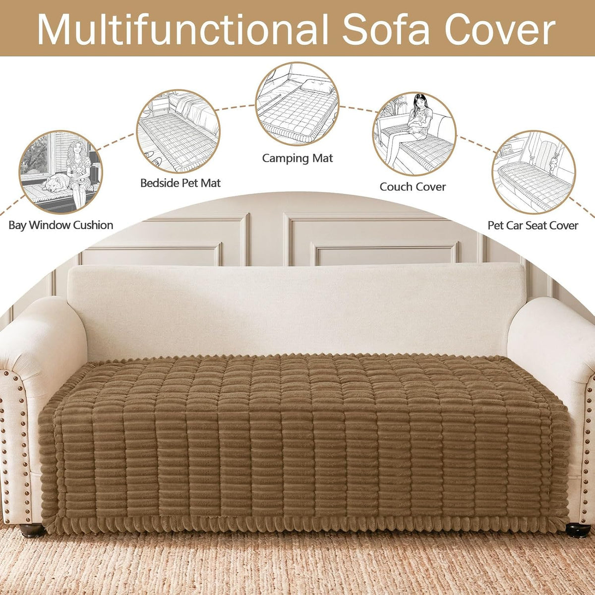 Couch Cover for Dogs, Washable Non Slip Plush Flannel Sofa Protector | Thick Flannel, Anti-Slip Backing, Pet Hair & Scratch Protection, Fits Sofa & Loveseat (27.6" x 59") - Colors A