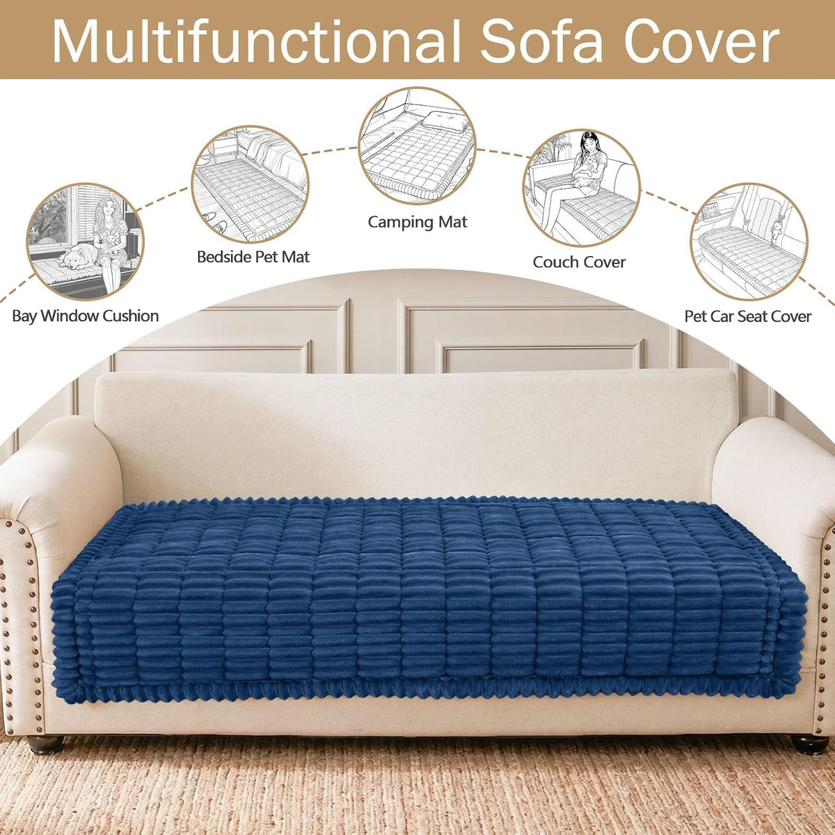 Couch Cover for Dogs, Washable Non Slip Plush Flannel Sofa Protector | Thick Flannel, Anti-Slip Backing, Pet Hair & Scratch Protection, Fits Sofa & Loveseat (27.6" x 59") - Colors A