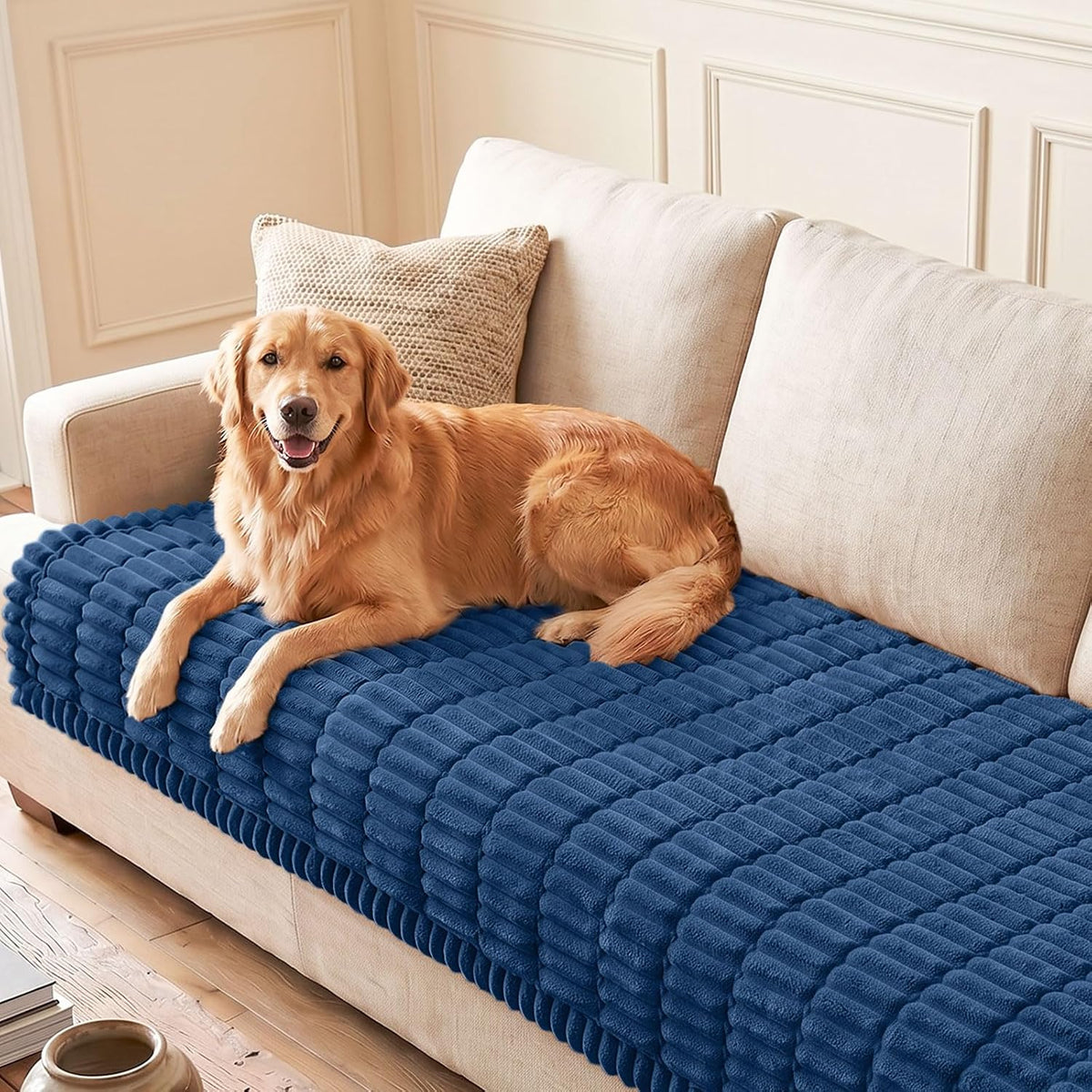 Couch Cover for Dogs, Washable Non Slip Plush Flannel Sofa Protector | Thick Flannel, Anti-Slip Backing, Pet Hair & Scratch Protection, Fits Sofa & Loveseat (27.6" x 59") - Colors A