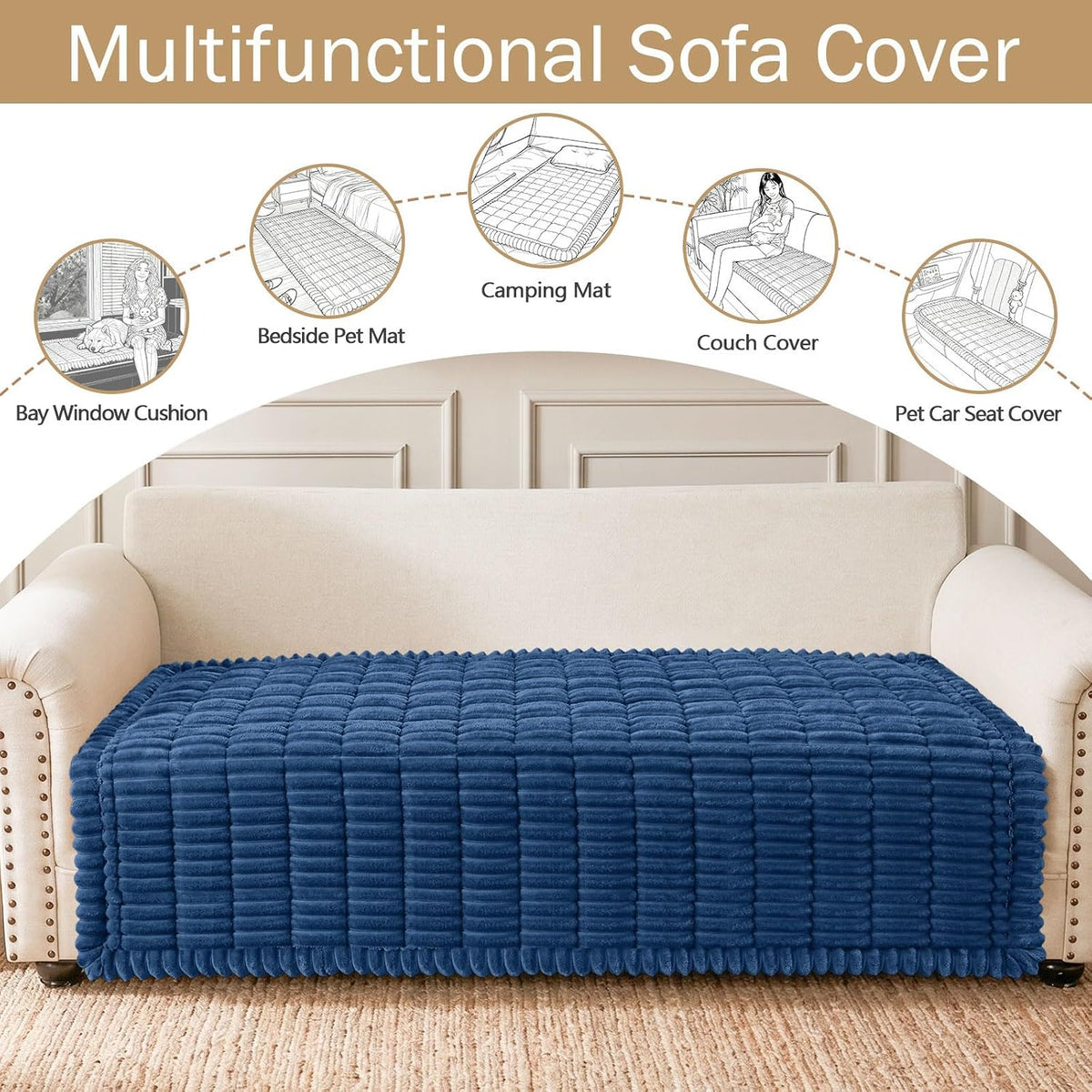 Couch Cover for Dogs, Washable Non Slip Plush Flannel Sofa Protector | Thick Flannel, Anti-Slip Backing, Pet Hair & Scratch Protection, Fits Sofa & Loveseat (27.6" x 59") - Colors A