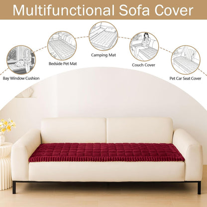 Couch Cover for Dogs, Washable Non Slip Plush Flannel Sofa Protector | Thick Flannel, Anti-Slip Backing, Pet Hair & Scratch Protection, Fits Sofa & Loveseat (27.6" x 59") - Colors A