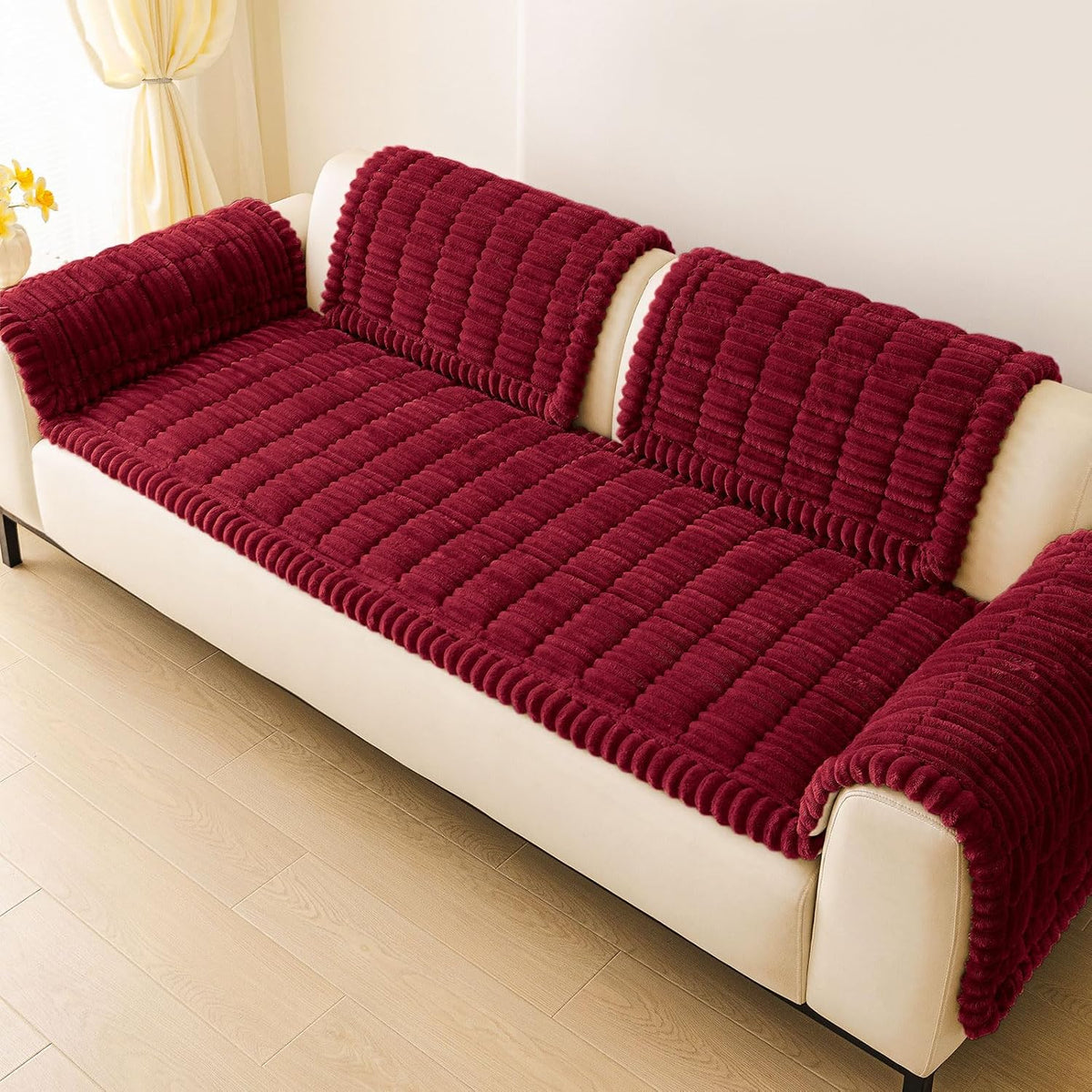 Couch Cover for Dogs, Washable Non Slip Plush Flannel Sofa Protector | Thick Flannel, Anti-Slip Backing, Pet Hair & Scratch Protection, Fits Sofa & Loveseat (27.6" x 59") - Colors A