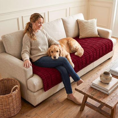 Couch Cover for Dogs, Washable Non Slip Plush Flannel Sofa Protector | Thick Flannel, Anti-Slip Backing, Pet Hair & Scratch Protection, Fits Sofa & Loveseat (27.6" x 59") - Colors A