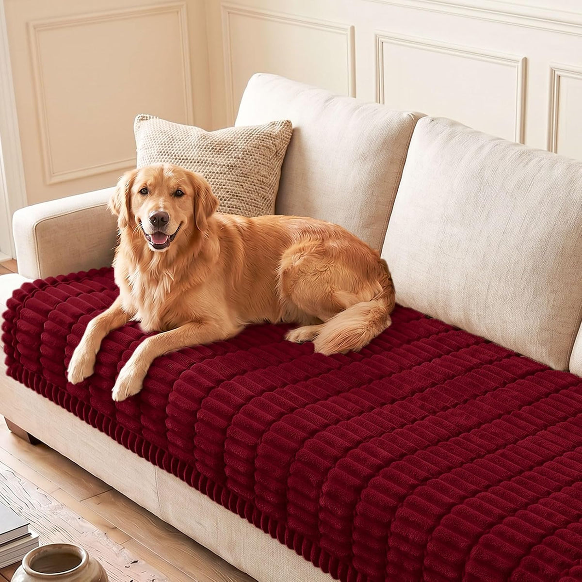 Couch Cover for Dogs, Washable Non Slip Plush Flannel Sofa Protector | Thick Flannel, Anti-Slip Backing, Pet Hair & Scratch Protection, Fits Sofa & Loveseat (27.6" x 59") - Colors A