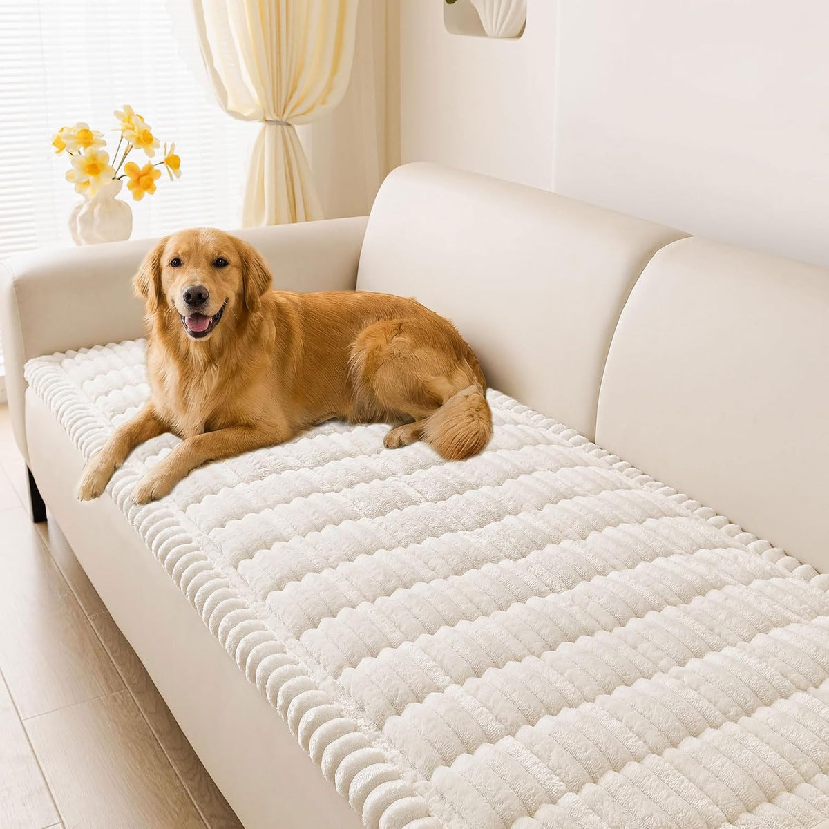 Couch Cover for Dogs, Washable Non Slip Plush Flannel Sofa Protector | Thick Flannel, Anti-Slip Backing, Pet Hair & Scratch Protection, Fits Sofa & Loveseat (27.6" x 59") - Colors A