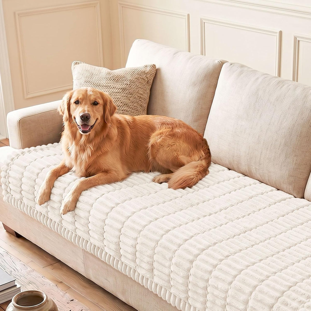Couch Cover for Dogs, Washable Non Slip Plush Flannel Sofa Protector | Thick Flannel, Anti-Slip Backing, Pet Hair & Scratch Protection, Fits Sofa & Loveseat (27.6" x 59") - Colors A