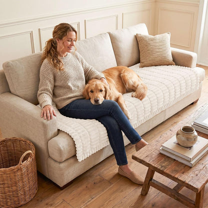 Couch Cover for Dogs, Washable Non Slip Plush Flannel Sofa Protector | Thick Flannel, Anti-Slip Backing, Pet Hair & Scratch Protection, Fits Sofa & Loveseat (27.6" x 59") - Colors A