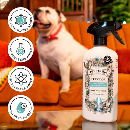Pet- Air+Fabric Pet Odor Deodorizer Spray, Pawsitively Fresh 16 Fl Oz