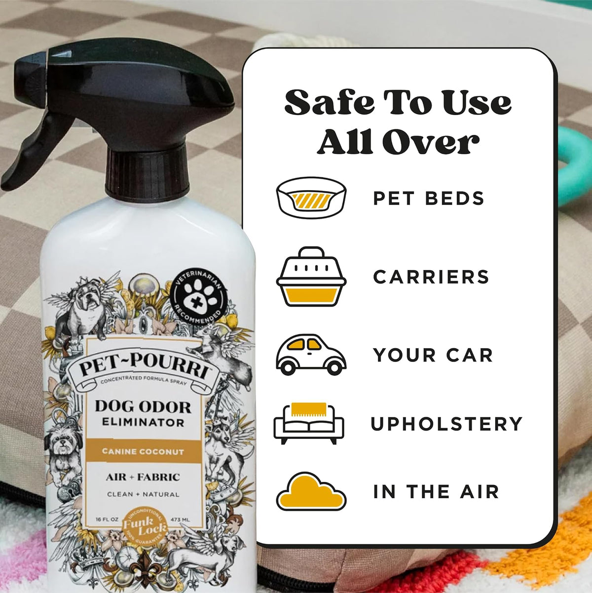 Pet- Air+Fabric Pet Odor Deodorizer Spray, Pawsitively Fresh 16 Fl Oz
