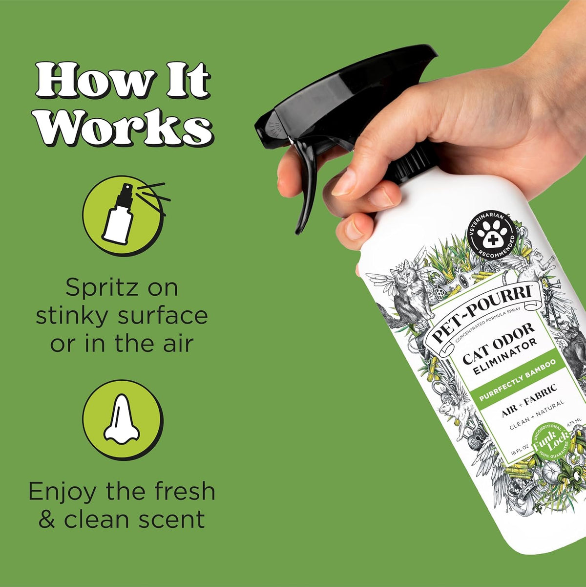 Pet- Air+Fabric Pet Odor Deodorizer Spray, Pawsitively Fresh 16 Fl Oz