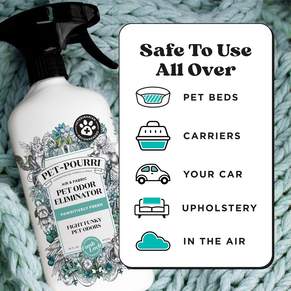 Pet- Air+Fabric Pet Odor Deodorizer Spray, Pawsitively Fresh 16 Fl Oz