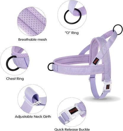 No Pull Dog Harness with Breathable Mesh Padded, Quick Fit and Easy on Dog Vest Harness for Small Medium Large Dogs Training Walking(Purple,M)