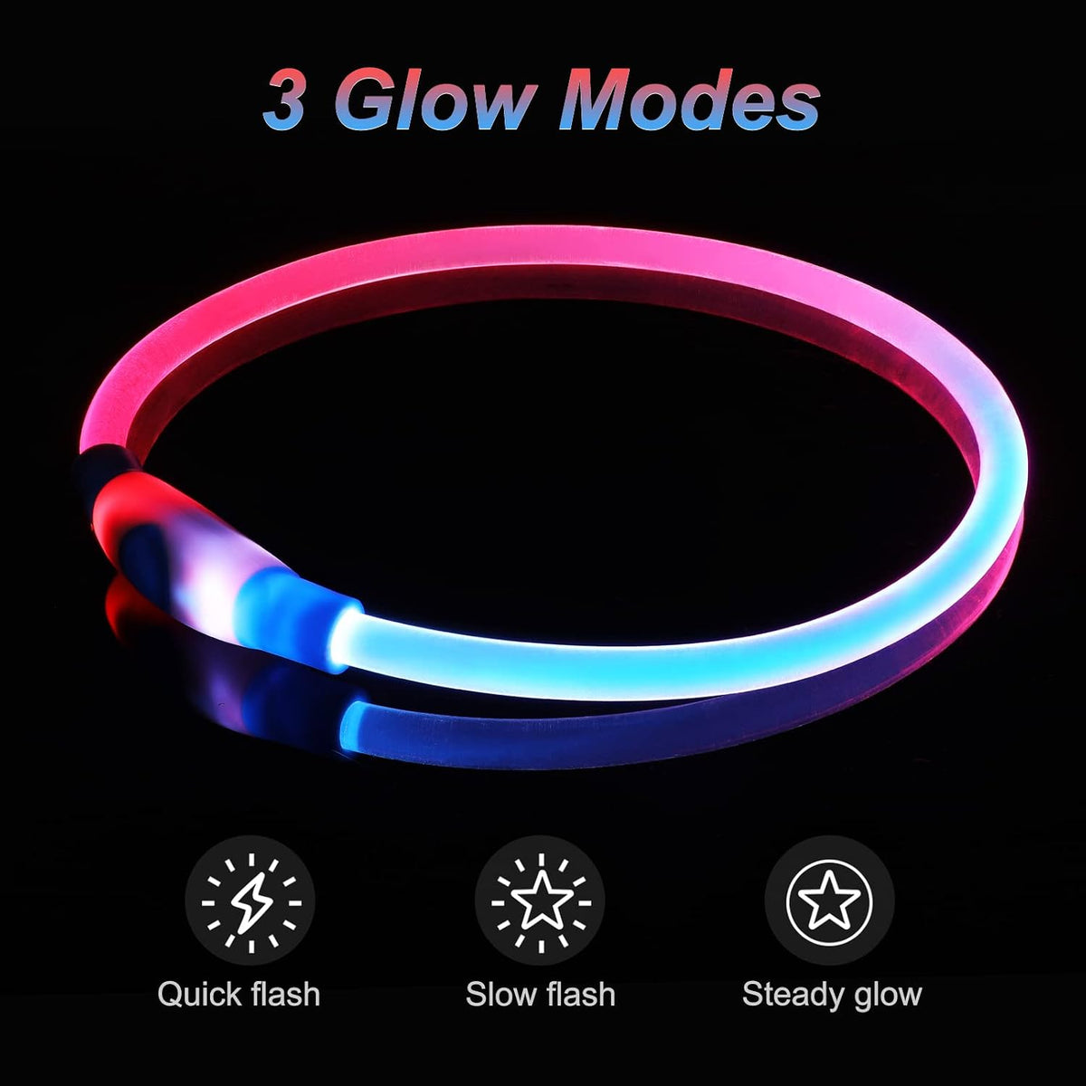 Light Up Dog Collar, USB Rechargeable, LED, Green+Blue