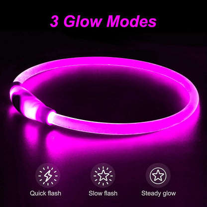 Light Up Dog Collar, USB Rechargeable, LED, Green+Blue