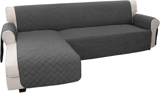 Sectional Couch Covers for Dogs L Shape Sofa Cover Reversible Sofa Slipcover Chaise Lounge Cover Furniture Protector Cover for Pets Dog Cat (Large, Dark Gray/Dark Gray)