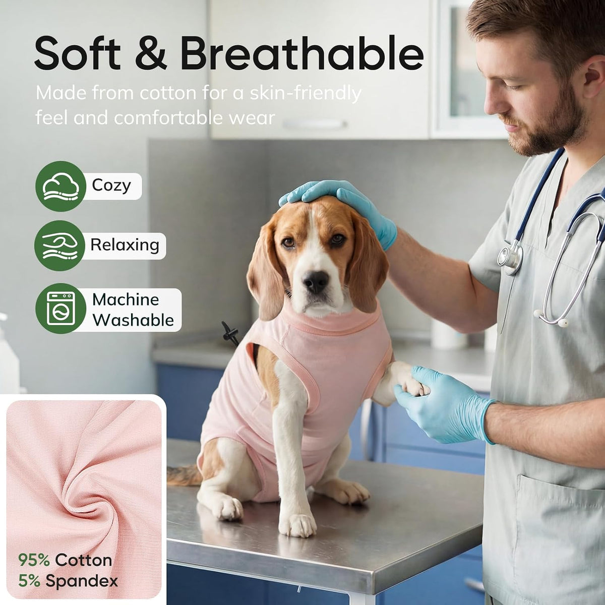 Dog Surgery Recovery Suit, Soft Cotton Dog Spay Surgical Onesie
