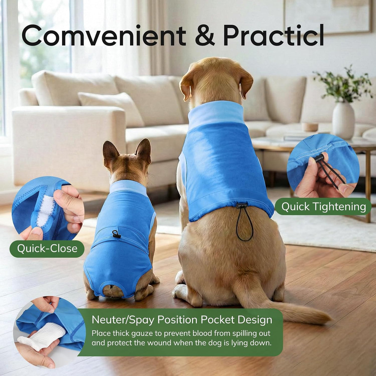 Dog Surgery Recovery Suit, Soft Cotton Dog Spay Surgical Onesie