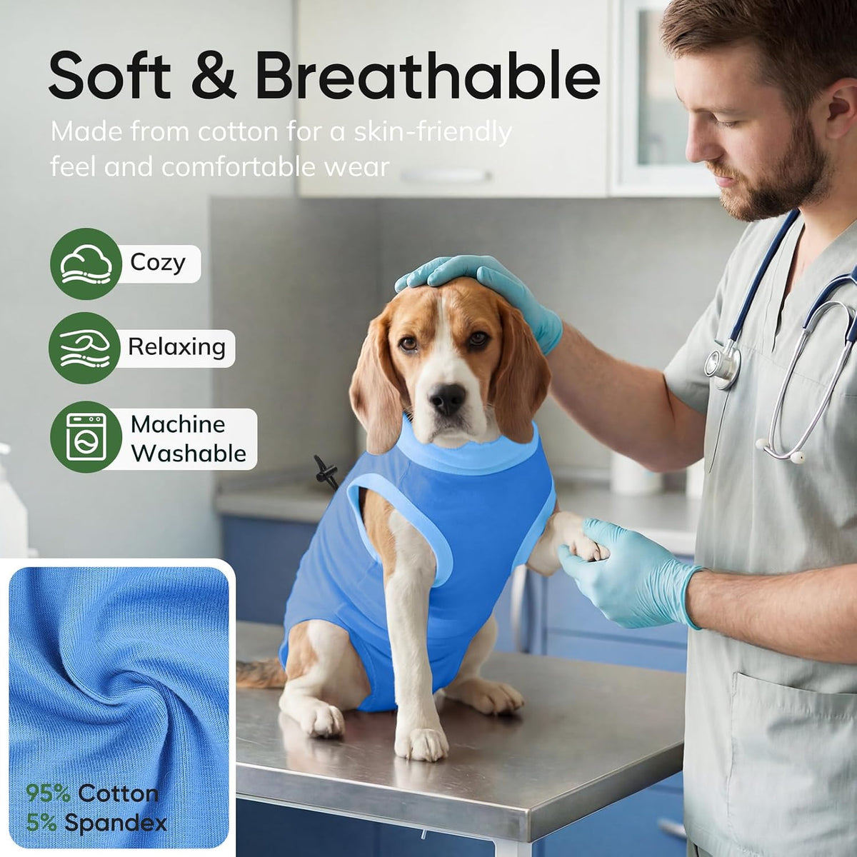 Dog Surgery Recovery Suit, Soft Cotton Dog Spay Surgical Onesie