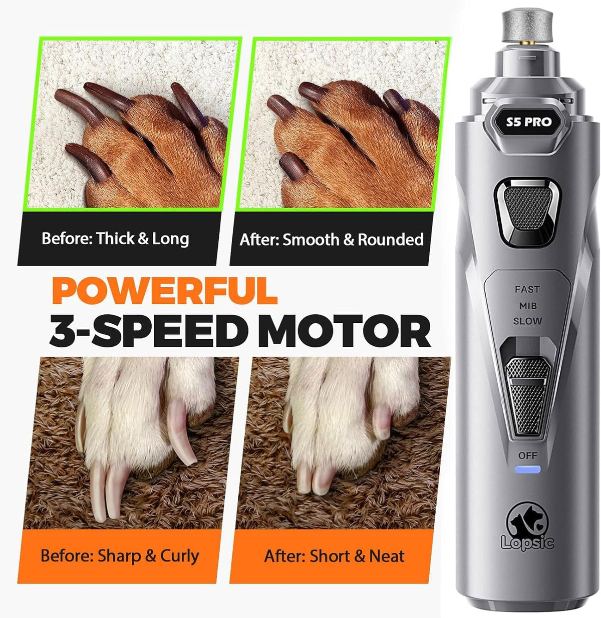 Whisper Quiet Dog Nail Grinder Safe & Stress-Free for Sensitive Dogs Cats